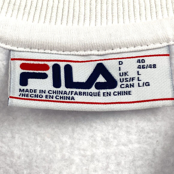 VTG FILA Sweatshirt Lg Y2K White Spell Out Stripe Streetwear Retro Sport Hip hop - Picture 10 of 12